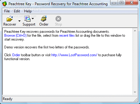 Peachtree Password Recovery Key
