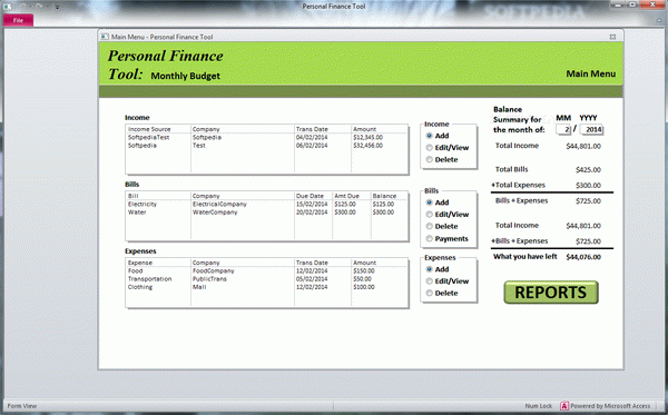 Personal Finance Tool: Monthly Budget