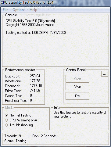 Portable CPU Stability Test