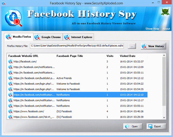 Portable Facebook History Spy