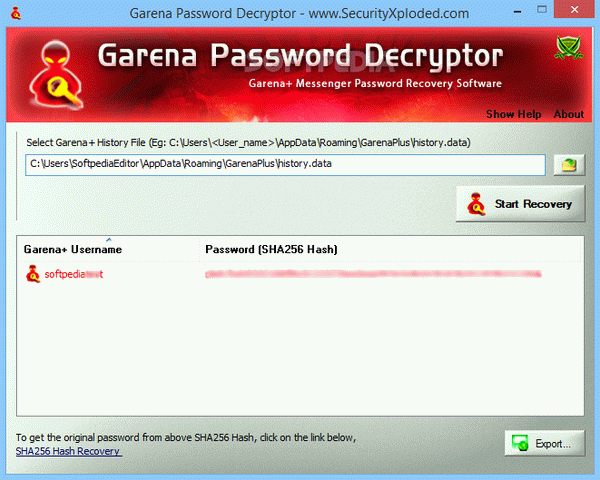 Portable Garena Password Decryptor