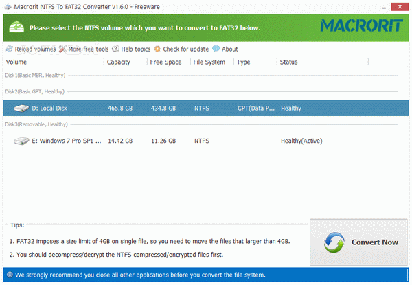 Portable Macrorit NTFS to FAT32 Converter