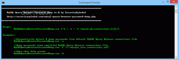 Portable MySQL Query Browser Password Dump