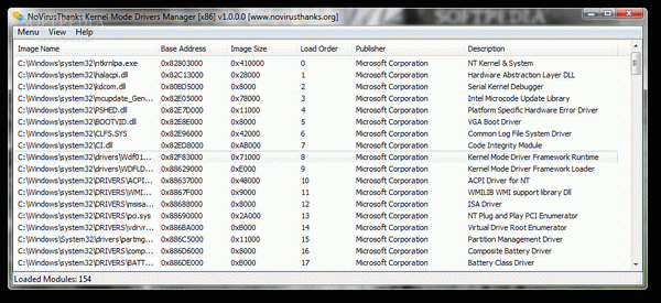 Portable NoVirusThanks Kernel Mode Drivers Manager