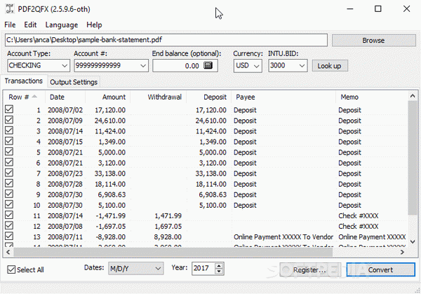 Portable PDF2QFX