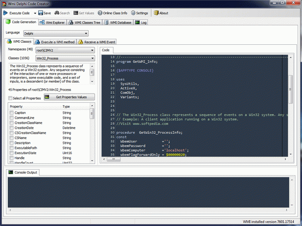 Portable WMI Delphi Code Creator