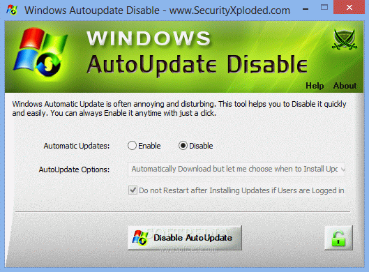 Portable Windows AutoUpdate Disable