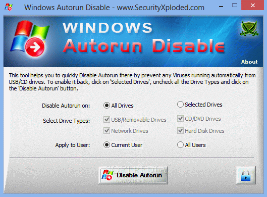 Portable Windows Autorun Disable