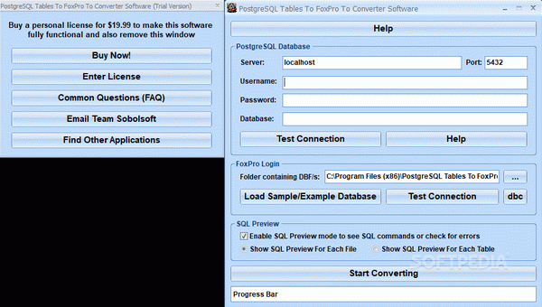 PostgreSQL Tables To FoxPro To Converter Software