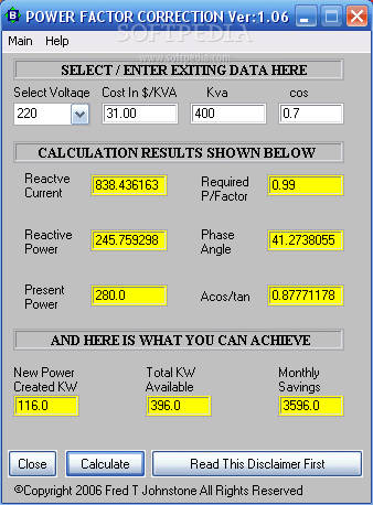 Power Factor Correction Calculator