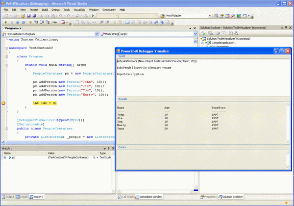 PowerShell Debug Visualizer