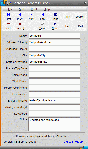 Personal Address Book