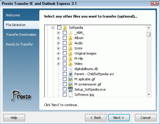 Presto Transfer IE and Outlook Express