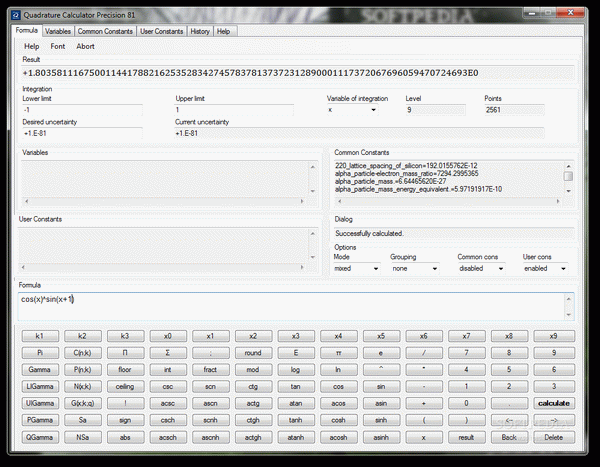 Quadrature Calculator Precision 81