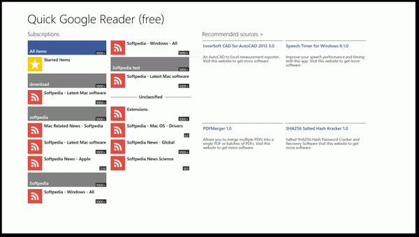 Quick Google Reader For Windows 8