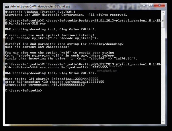 RLE encoding/decoding tool