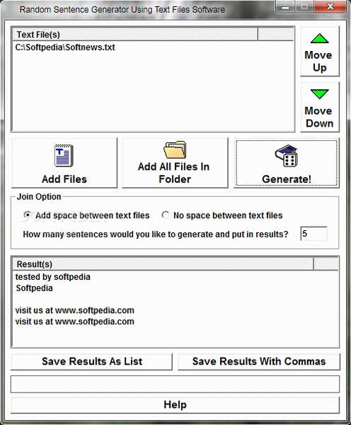 Random Sentence Generator Using Text Files Software