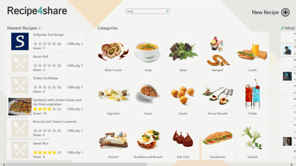 Recipe4share for Windows 8