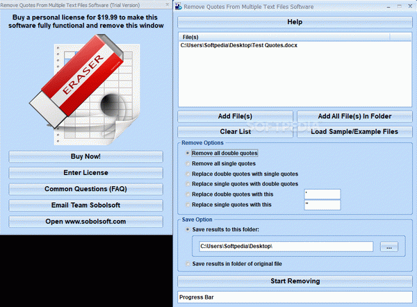 Remove Quotes From Multiple Text Files Software