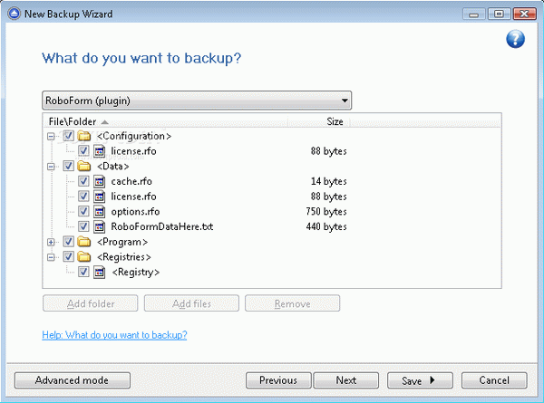 RoboForm Backup4all Plugin