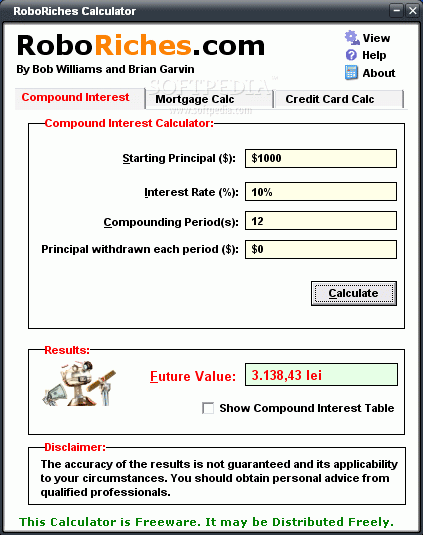 RoboRiches Calculator