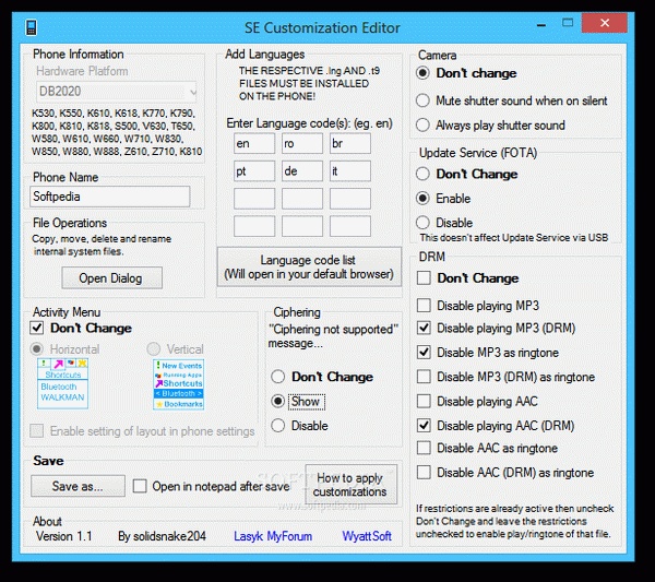 SE Customization Editor