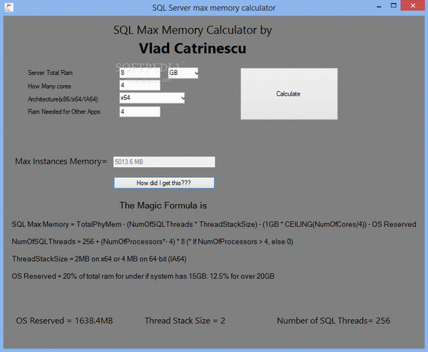 SQL Max Memory Calculator