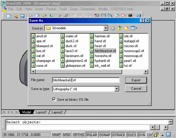 STL4CAD 2007 - Export STL