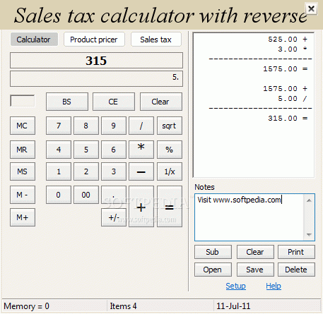 Sales tax calculator with reverse