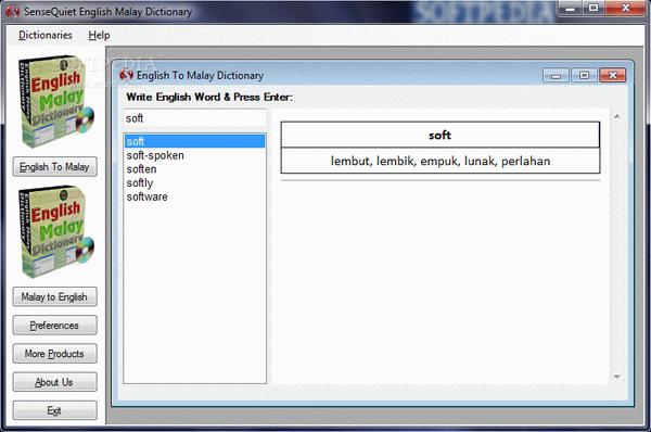 SenseQuiet English Malay Dictionary