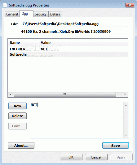 Shedko Ogg Vorbis Propertysheet