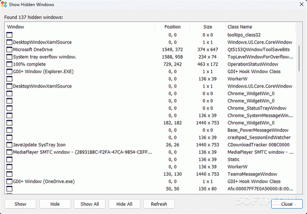 Show Hidden Windows