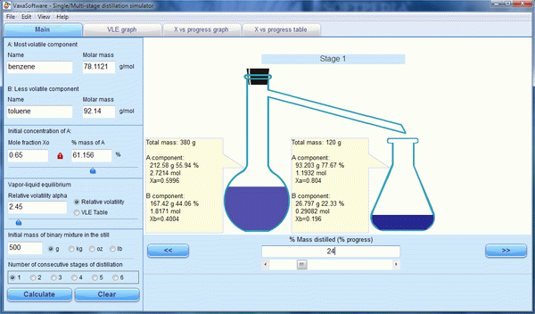 Single/Multi-Stage distillation simulator