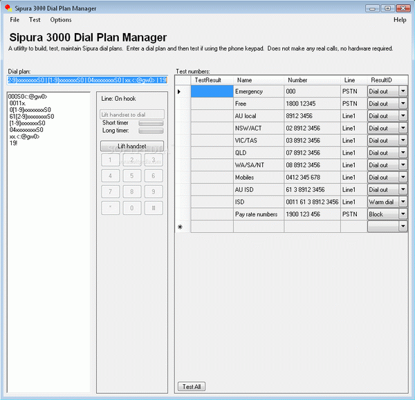 Sipura 3000 Dial Plan Manager