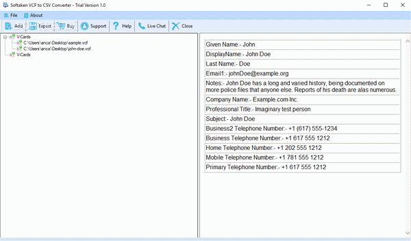 Softaken VCF to CSV Converter