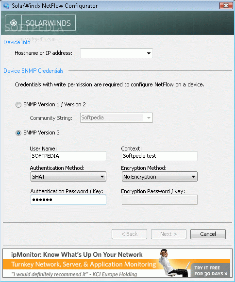 SolarWinds NetFlow Configurator