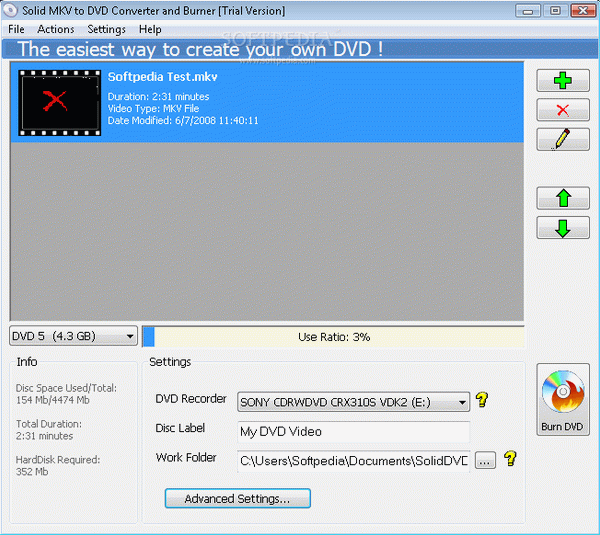 Solid MKV to DVD Converter and Burner