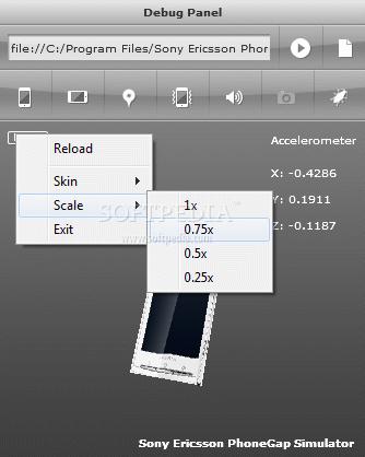 Sony Ericsson PhoneGap Simulator