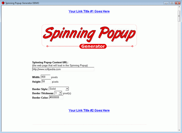 Spinning Popup Generator