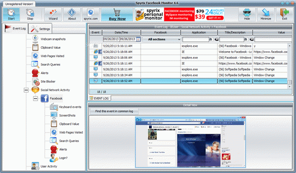 Spyrix Facebook Monitor