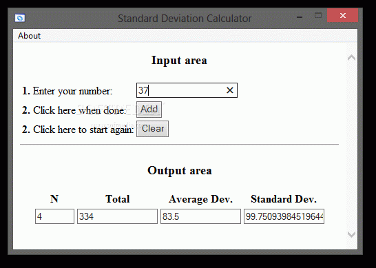 Standard Deviation Calculator