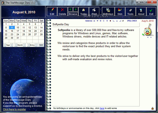 The StarMessage Diary Software