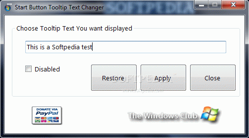 Start Button Tooltip Text Changer