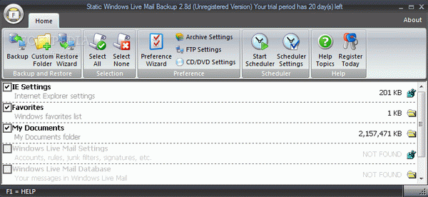 Static Windows Live Mail Backup