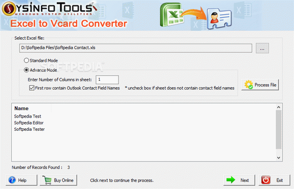 SysInfoTools Excel to vCard Converter