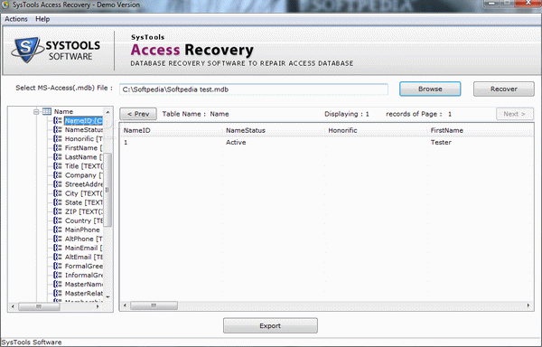 SysTools Access Recovery [DISCOUNT: 15% OFF!]