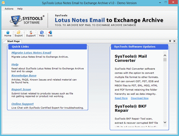 SysTools Lotus Notes Emails to Exchange Archive