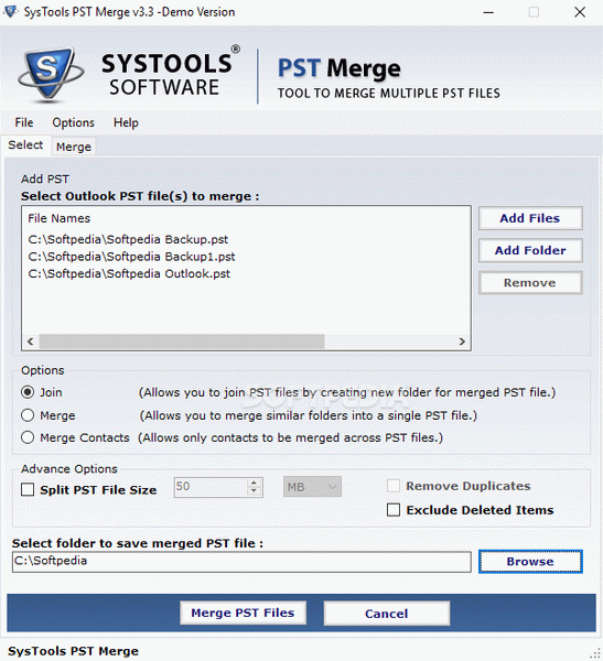 SysTools PST Merge