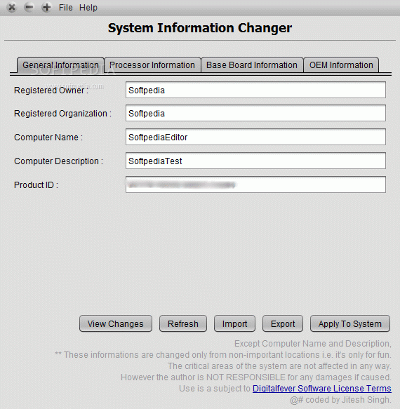 System Information Changer