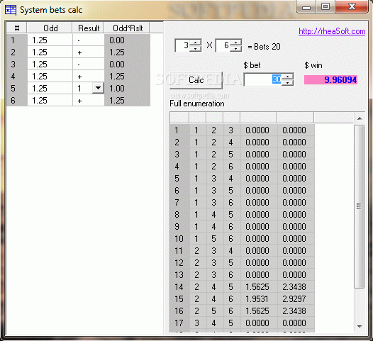 System bets calc